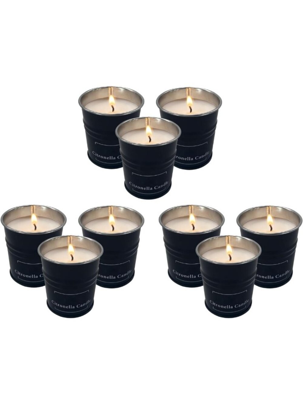 9 Pack Small Black Citronella Candles - 1.8oz Lemongrass Scent, Non-Toxic